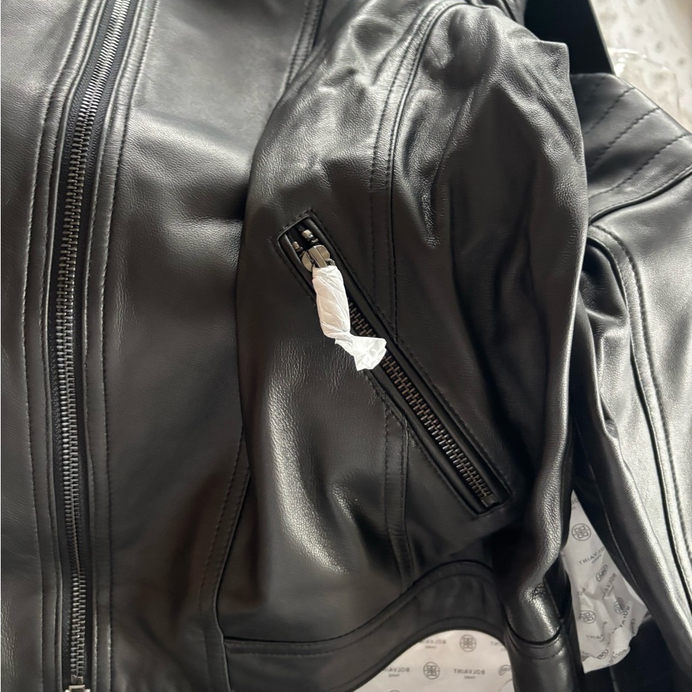 Women’s Bolvaint Paris Classic Black Lambskin Leather Bomber Jacket - Picture 9 of 17